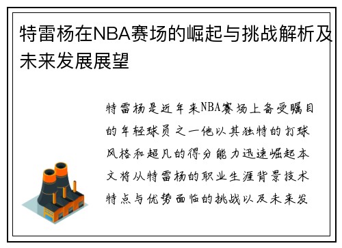 特雷杨在NBA赛场的崛起与挑战解析及未来发展展望